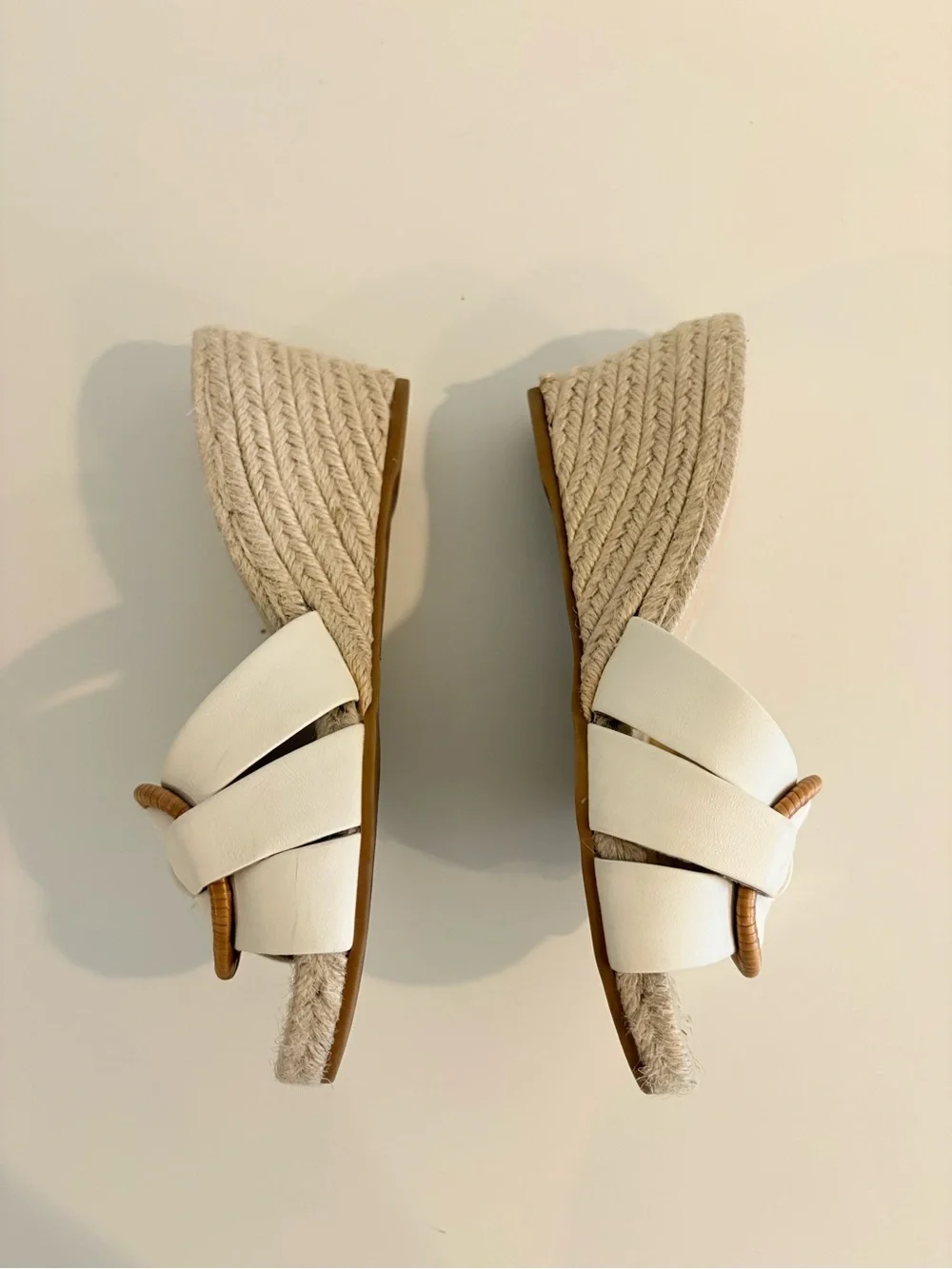 Veronica Beard || Ivy Woven Wedge Espadrille Sandals White Tan 5